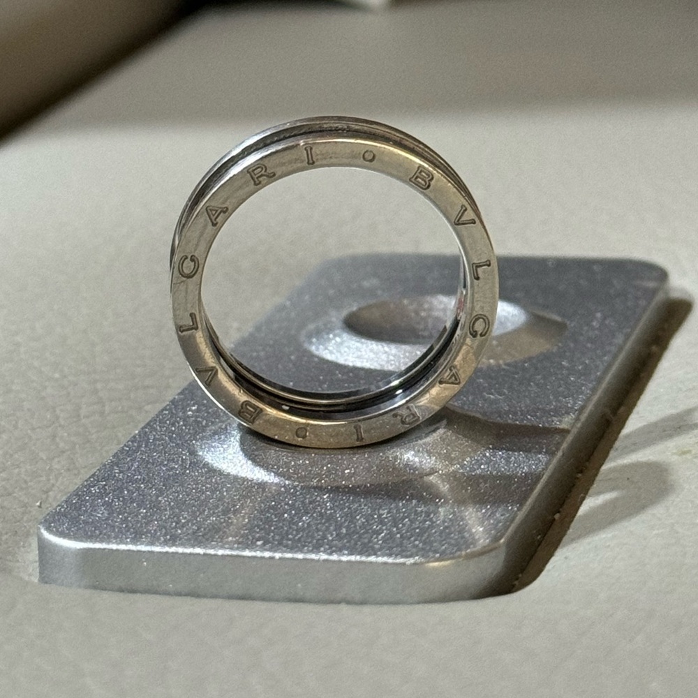 BVLGARI/BULGARI SAVE THE CHILDREN 925 SILVER & BLACK CERAMIC BAND RING Size 12